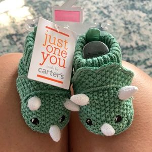 Newborn Dino Knit Booties